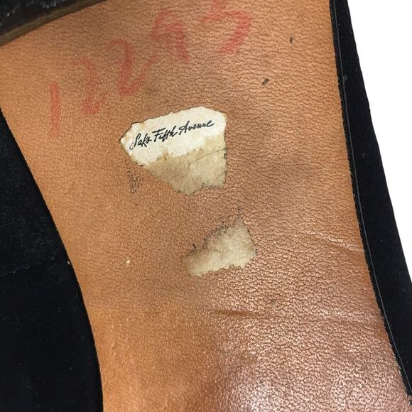 Saks Fifth Avenue Flats Gem Embellished Black Velvet Round Toe Slip On Loafer 7 - Picture 11 of 13